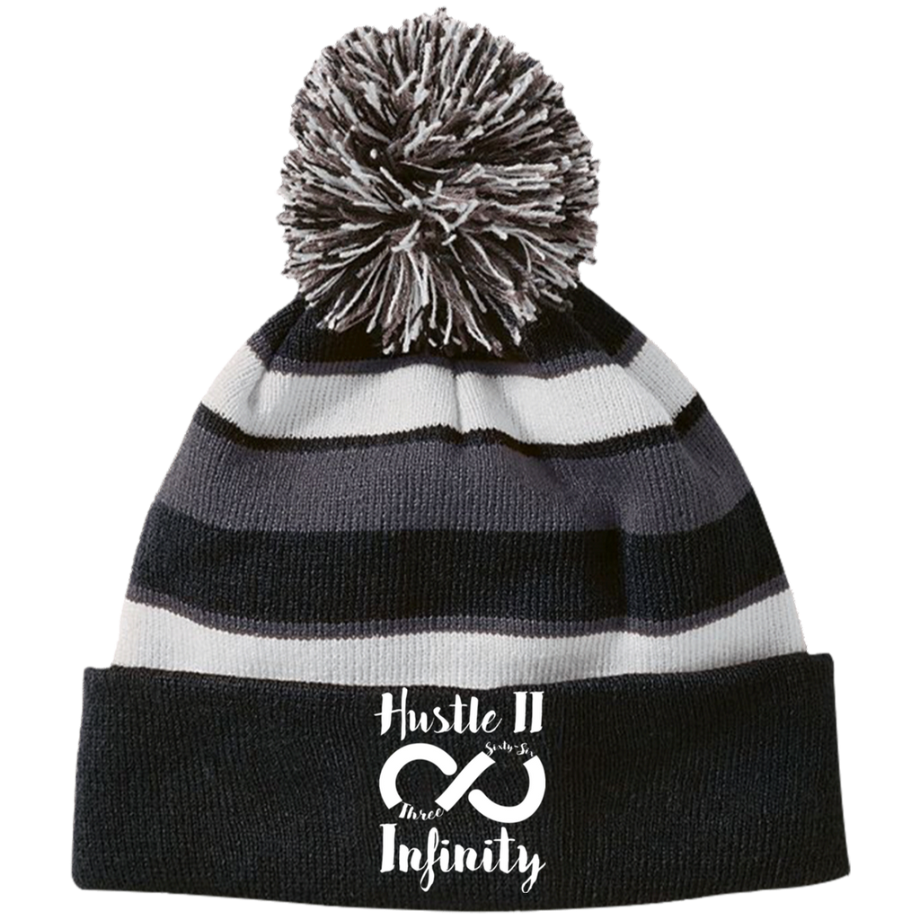 Hustle II Infinity Striped Beanie with Pom